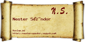 Nester Sándor névjegykártya